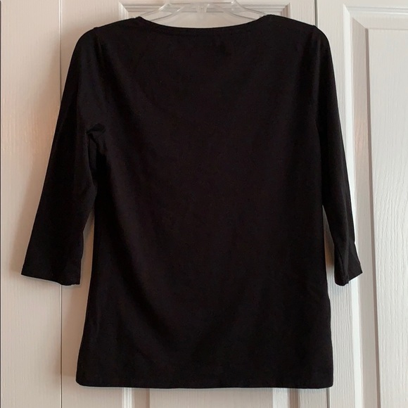 Ann Taylor black top with chiffon neckline - Picture 3 of 4